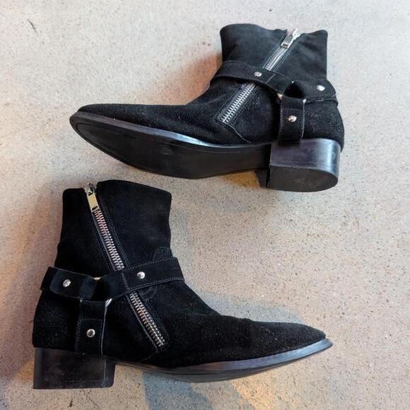 Saint Laurent Designer FW13 Wyatt Black Moto Ankle Boots Size 44 main image 6